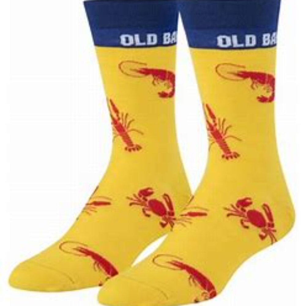 2 Pairs Old Bay Seafood Seasoning Original Novelty Crew Logo Socks Men’s 6-12